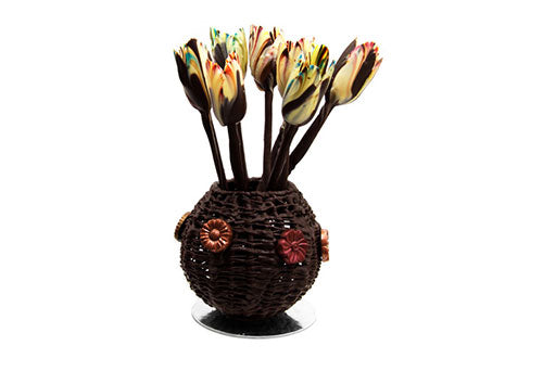 Chocolate Vase with Tulips